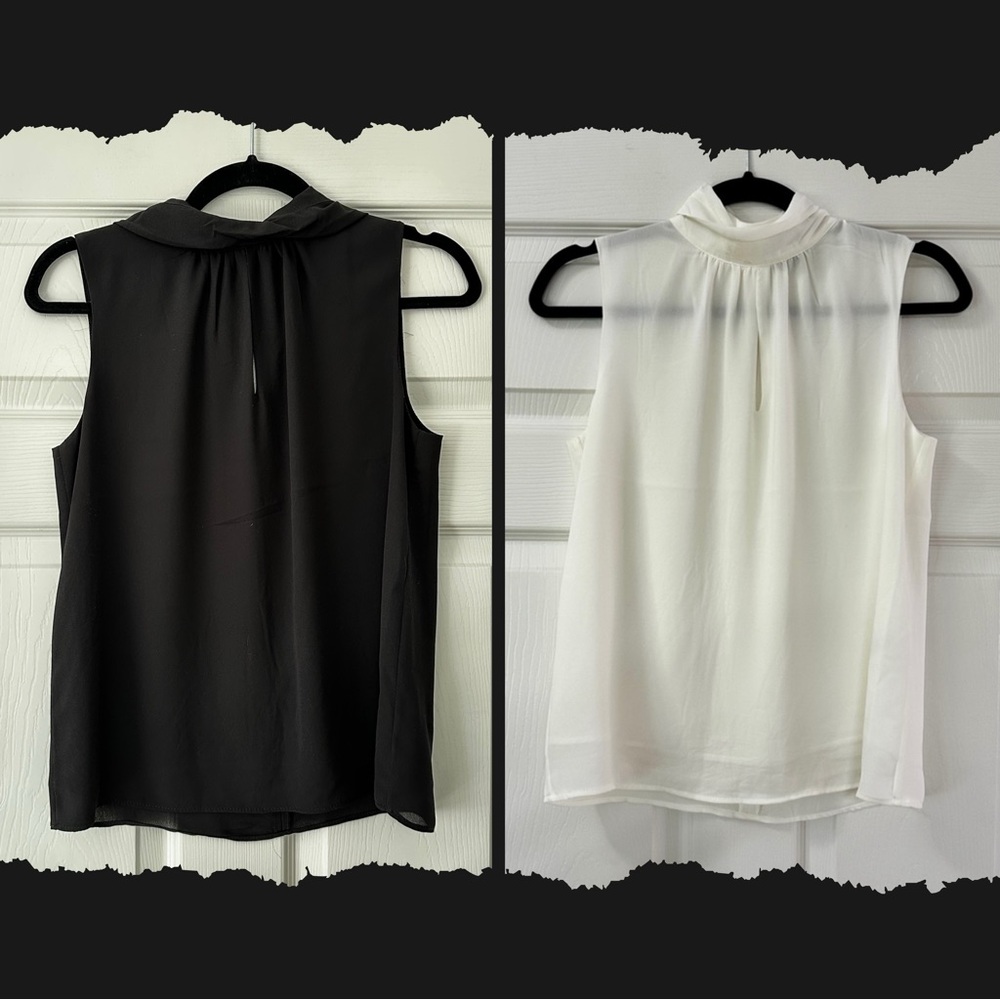 Elie Tahari Set of 2 White & Black Blouse Top XS
